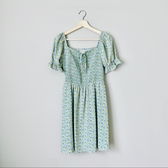 Nwt Melloday Smocked Puff Sleeve Dress 